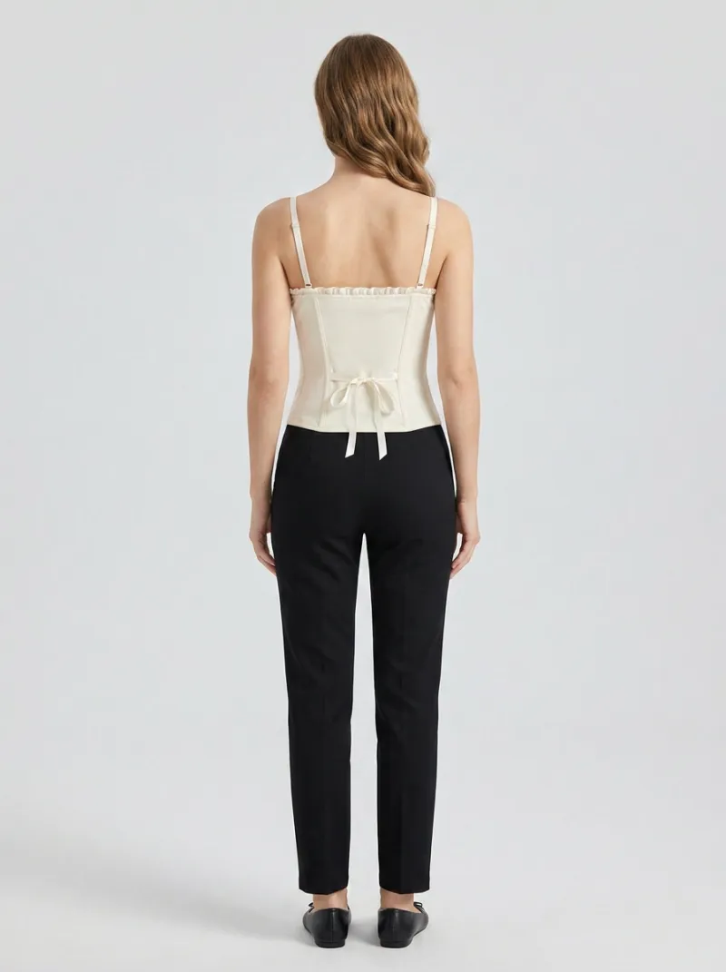 Floral Button-Front Pearl-Button Vintage-Inspired Women's Corset Top