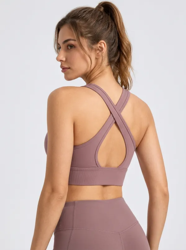Women's Cross Back Sports Bra with Soft Touch Detail
