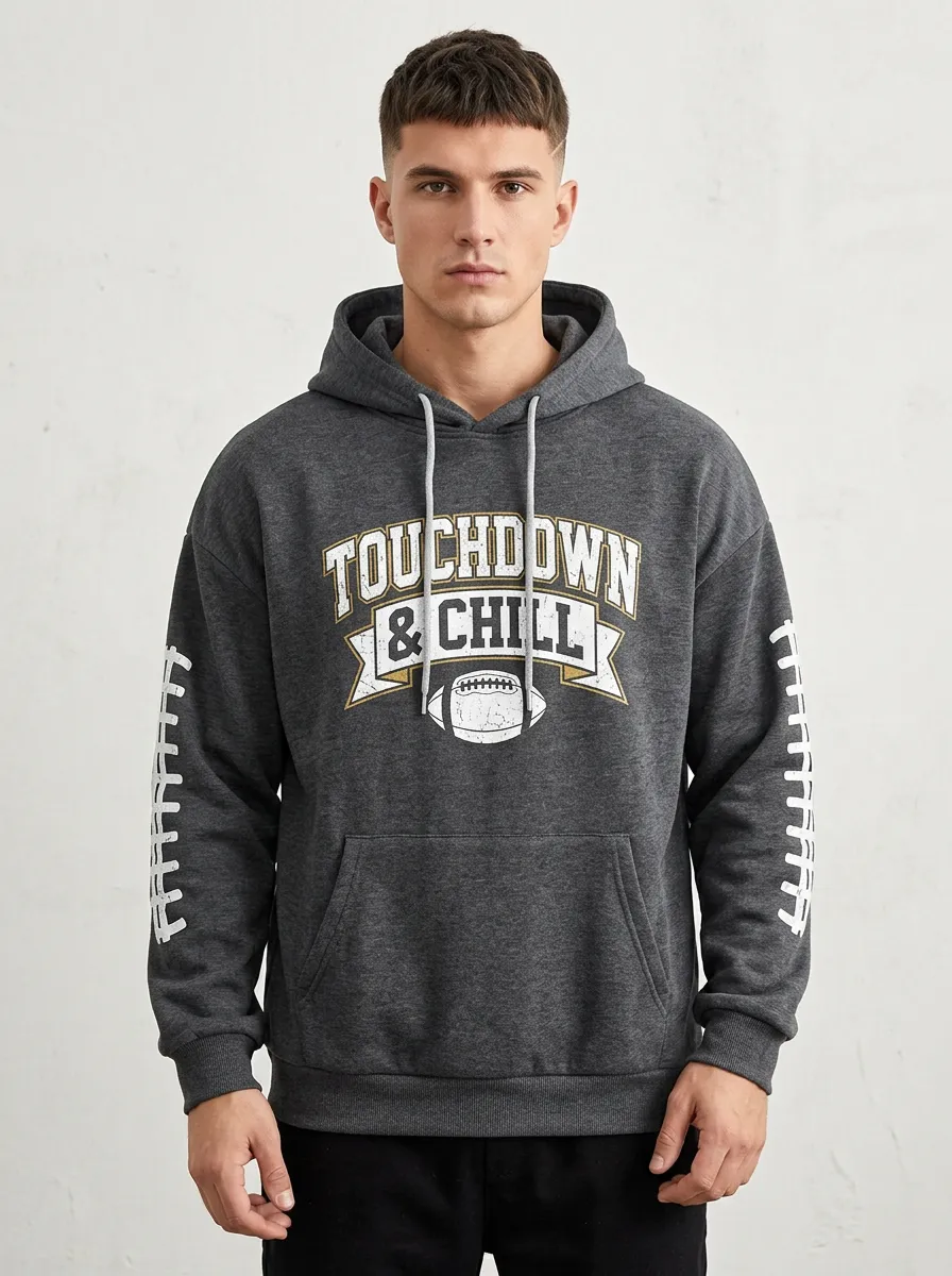 Men's Football Lover Touchdown & Chill Graphic Hoodie