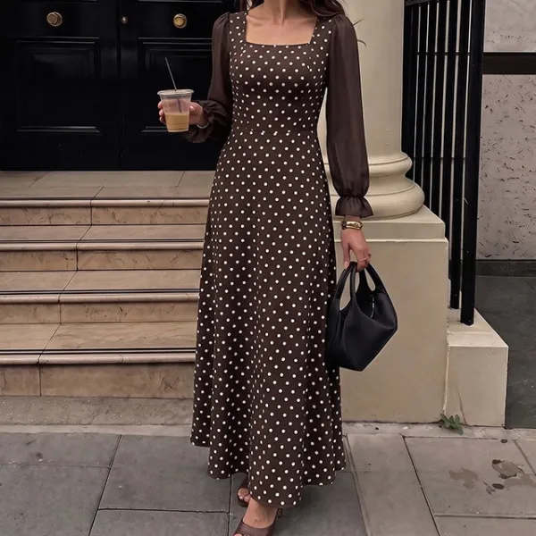 Women's Square-Neck Puff-Sleeve Bridal Maxi Dress