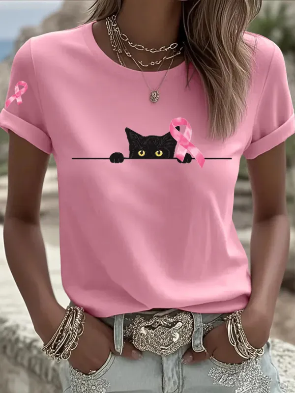 Women's Breast cancer awareness Printed Casual T-Shirt