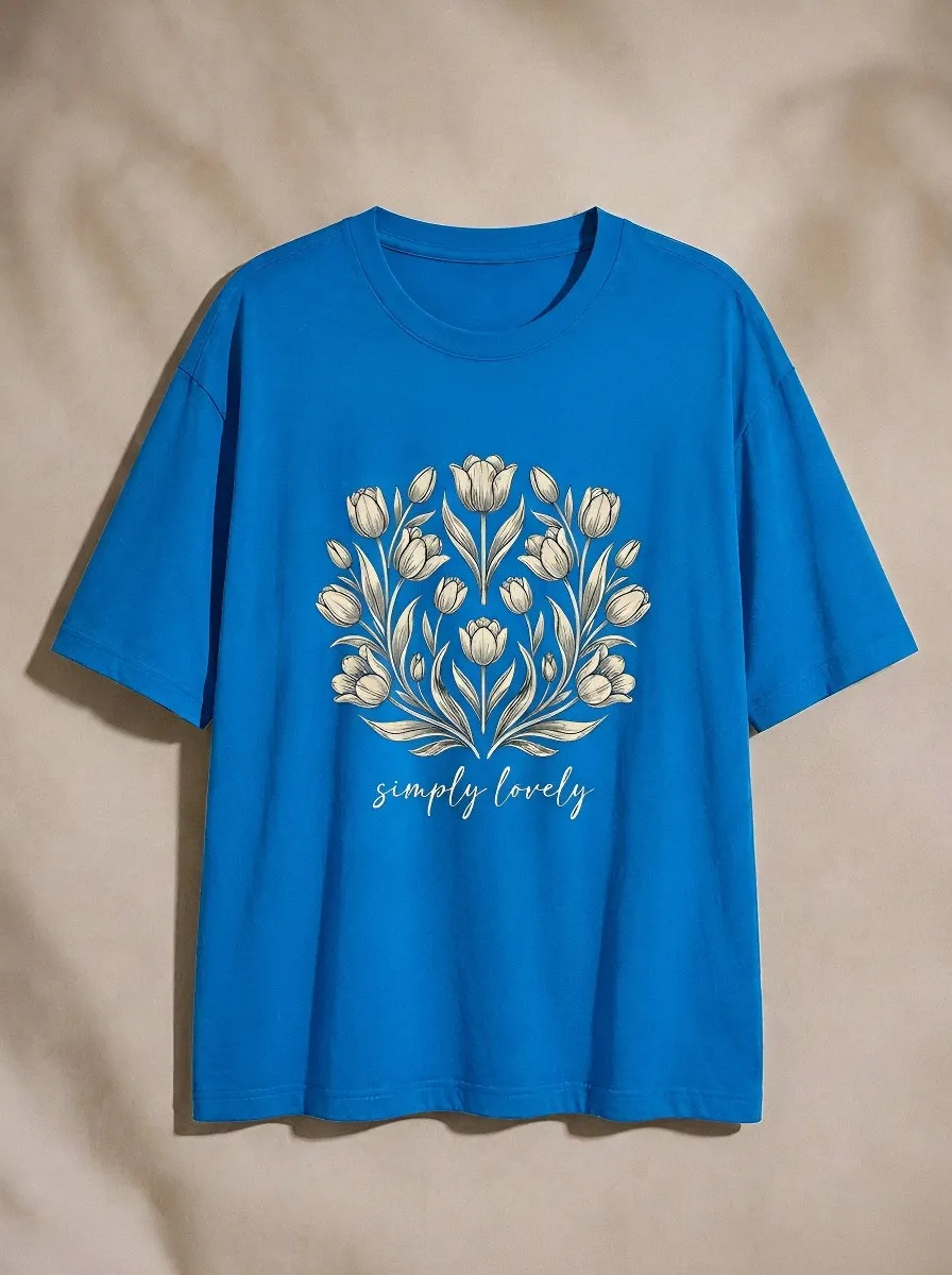 Women's Floral Lover Tulip Bouquet Simply Lovely Printed T-shirt