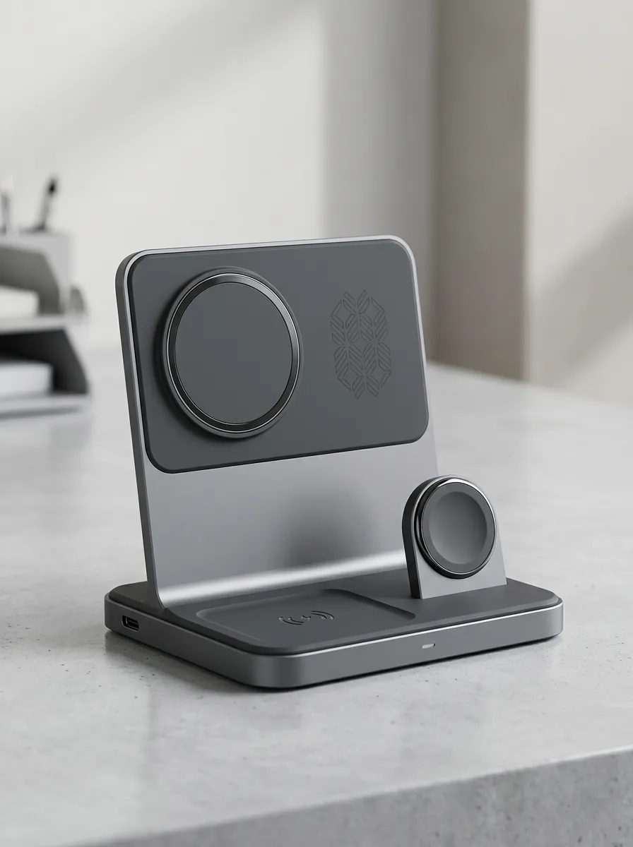 Tech Enthusiast 3-in-1 Geometric Pattern Printed Wireless Charger
