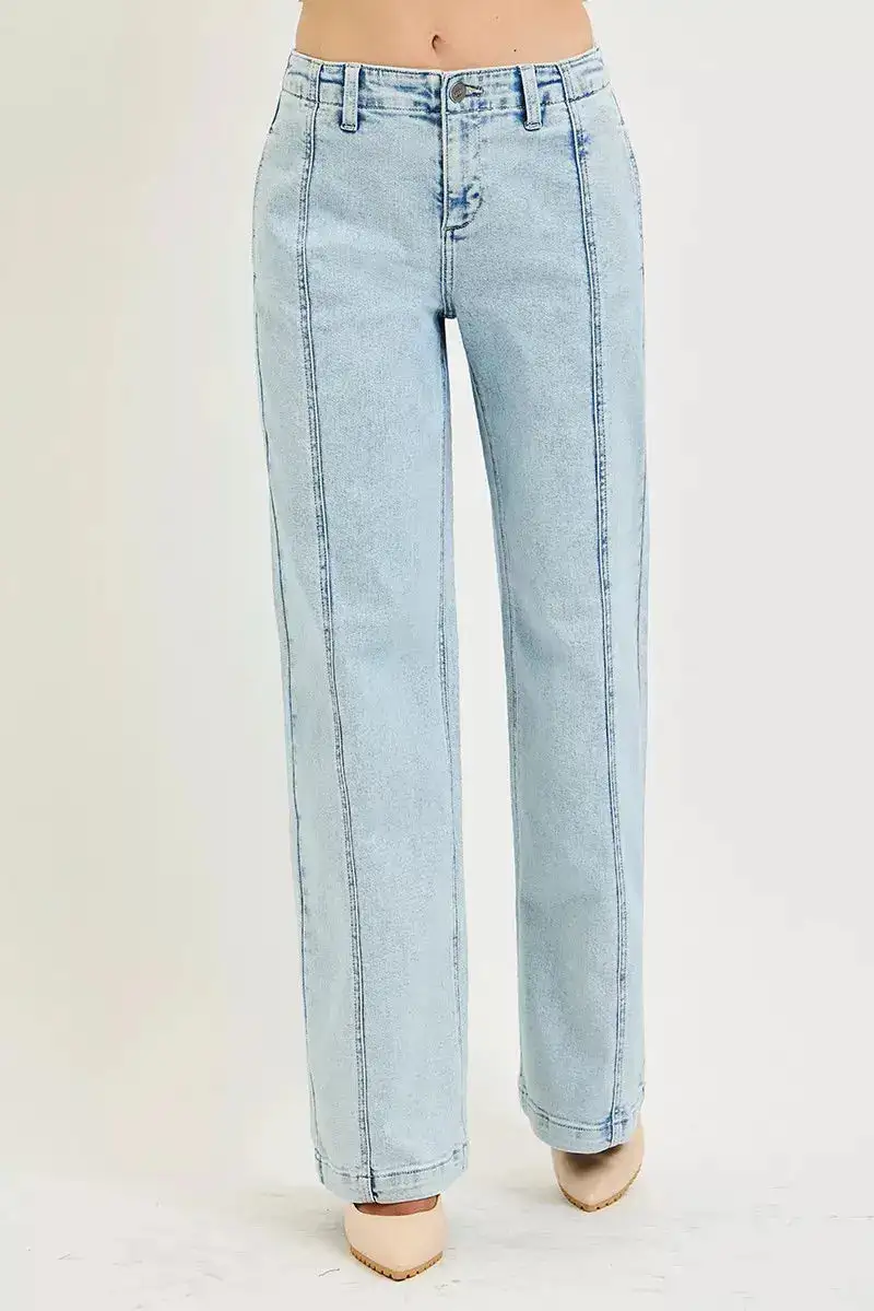 Wide Leg Pocketed Denim Jeans