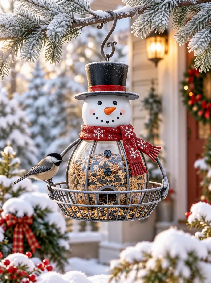 Classic Snowman Christmas Bird Feeder