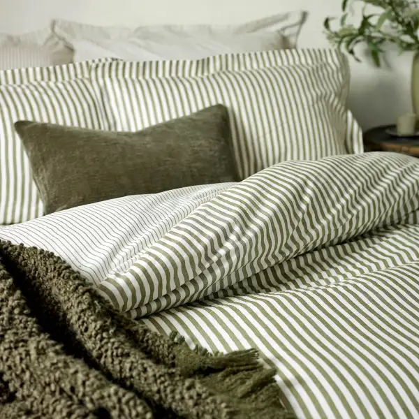 Clean Bedroom Reversible Stripe Cotton Duvet Cover Set