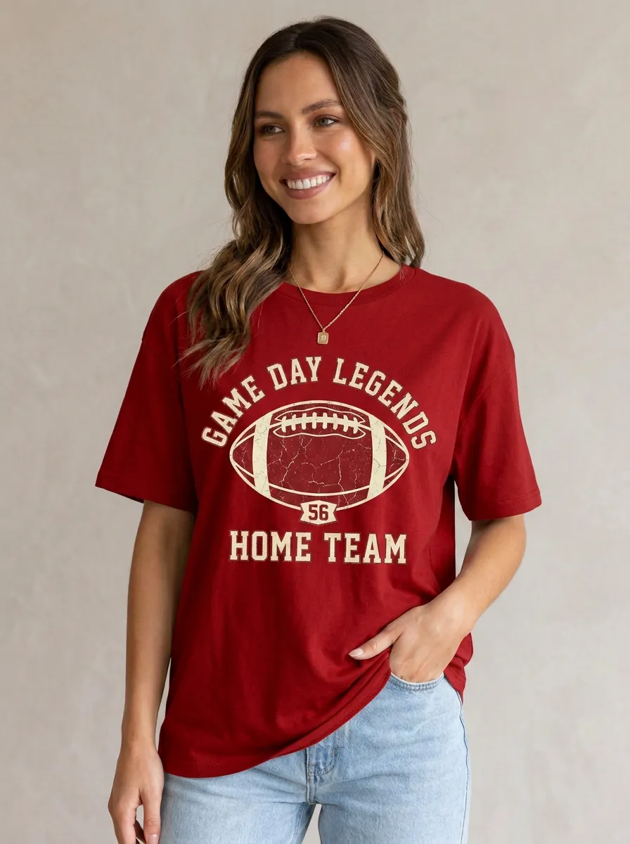 Women's Classic Gridiron Ball Game Day Crewneck T-Shirt