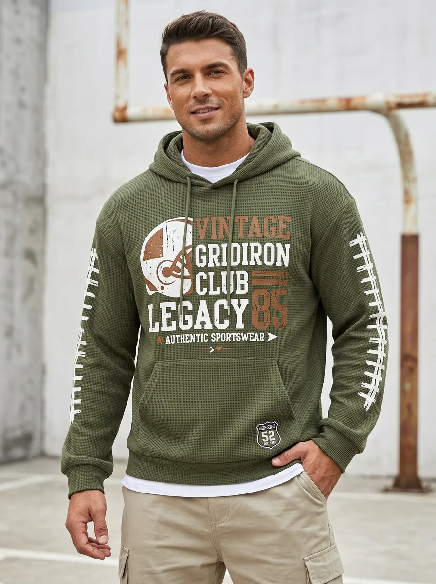 Men's Vintage Gridiron Football Helmet Printed Hoodie