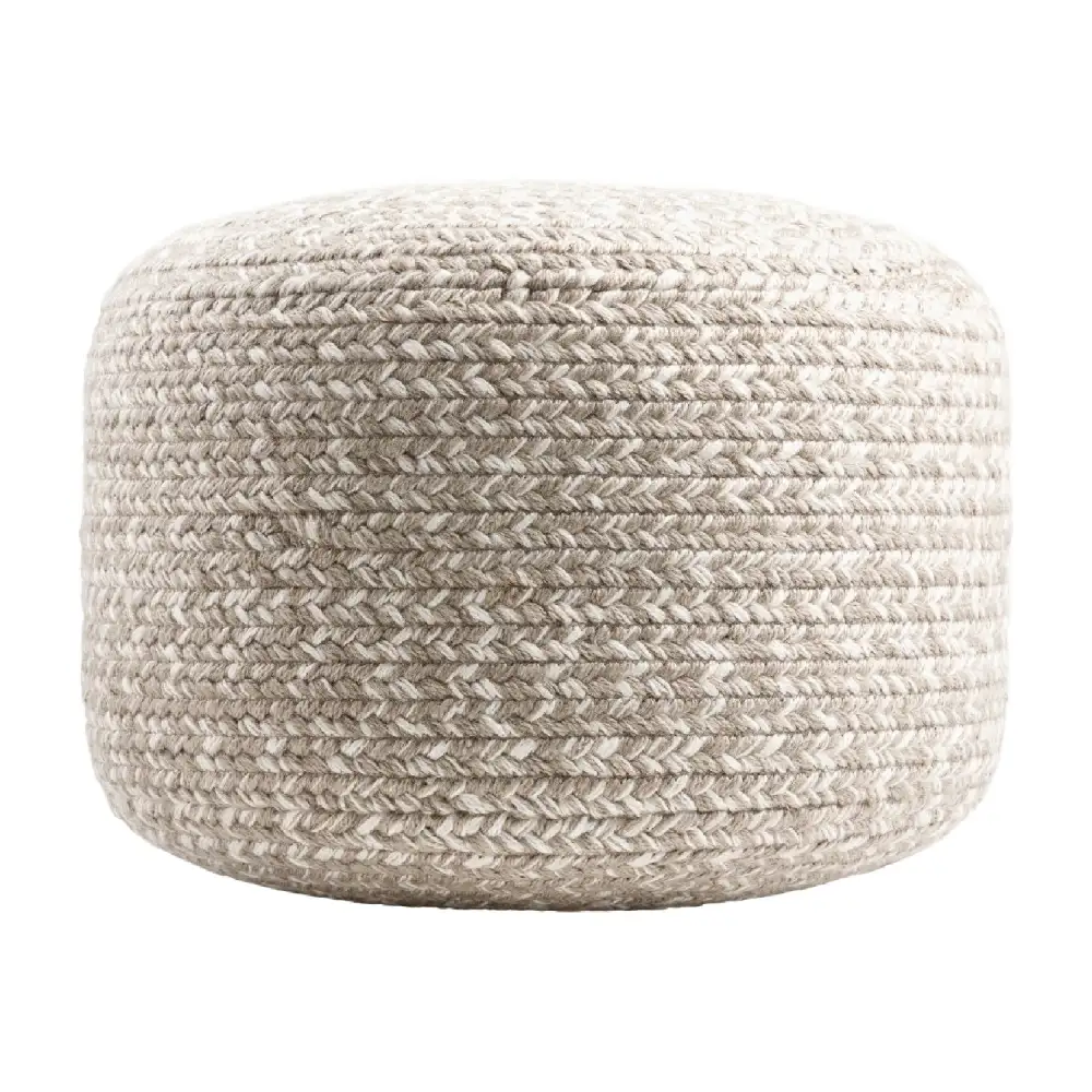Round Woven Outdoor Pouf