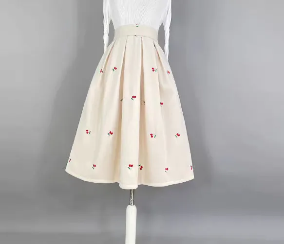Textured Wardrobe Everyday Casual Embroidered Skirt