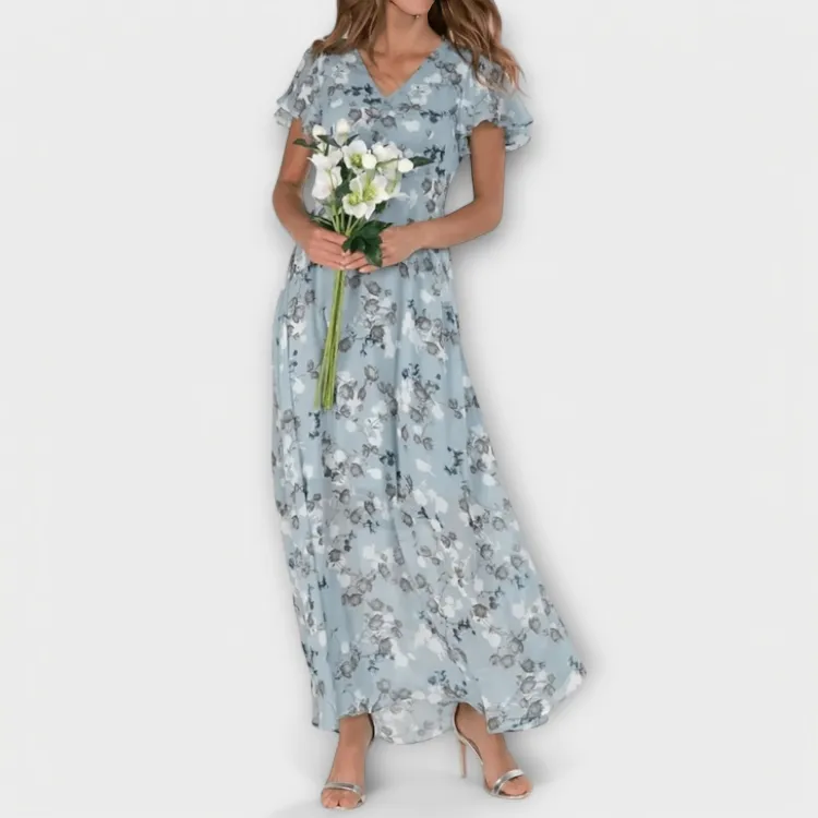 Floral Chiffon Flowing Maxi Dress