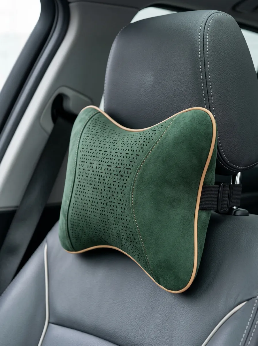 Structured Suede Perforated Neck Support Cushion