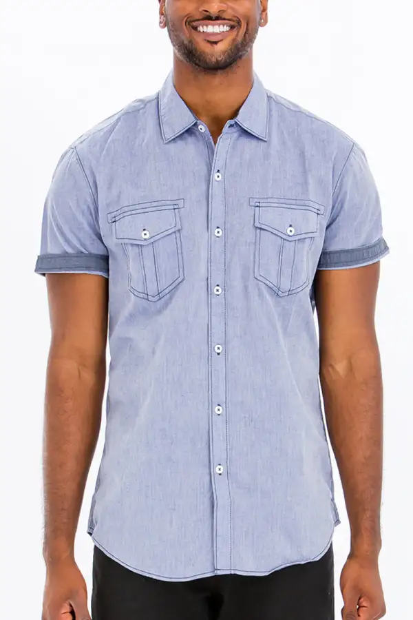 Black Striped Button-Up Shirt