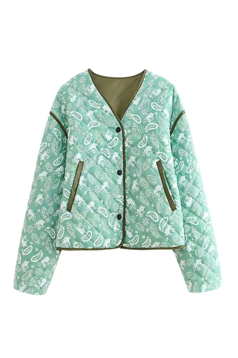 Floral Relaxed V-Neck Jacket