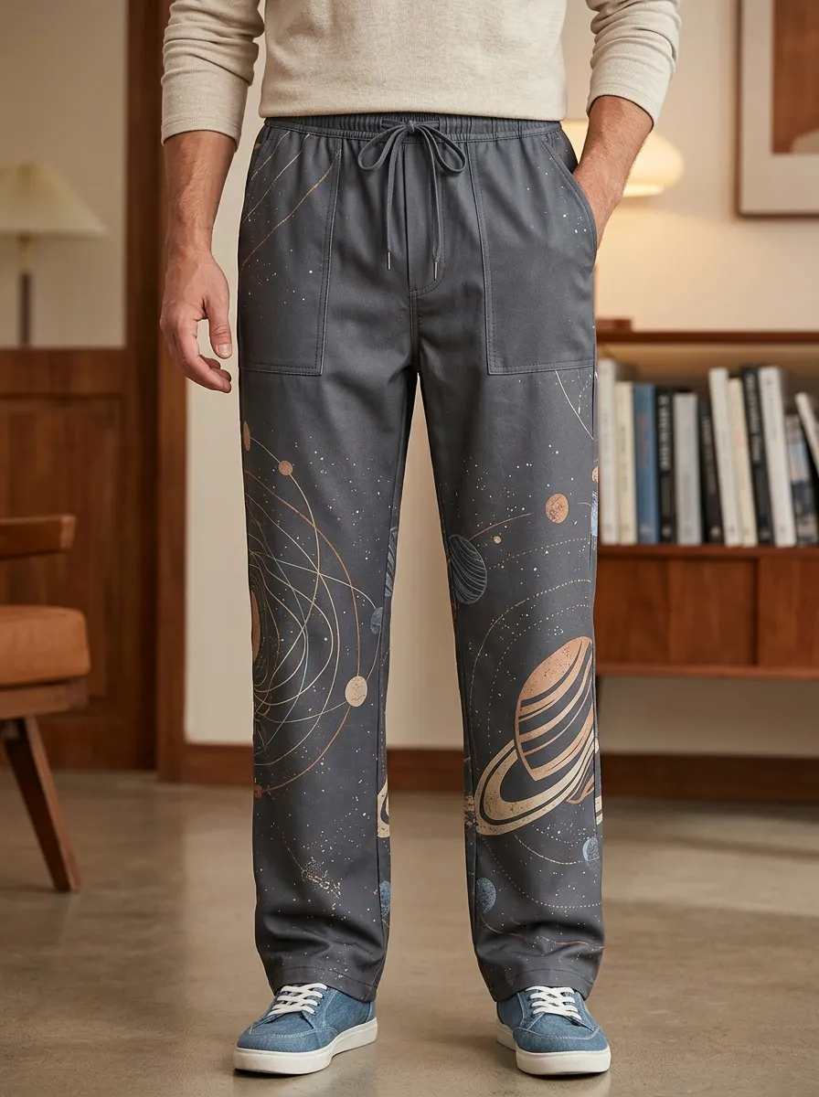 Men's Astronomy Lover Solar System Printed Lounge Pants