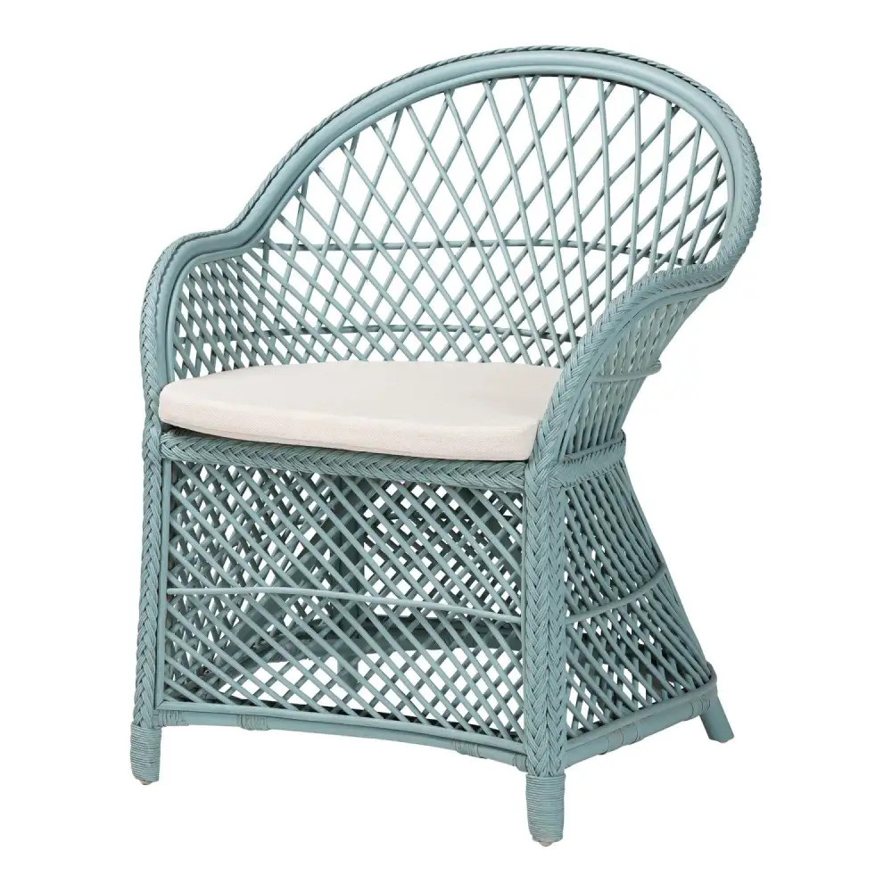 Braided Rattan Bohemian Accent Armchair