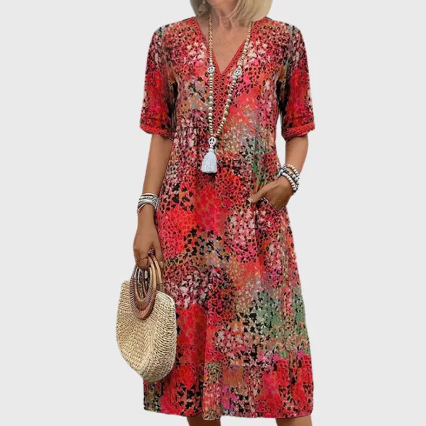 Printed Flowing Relaxed Midi Dress