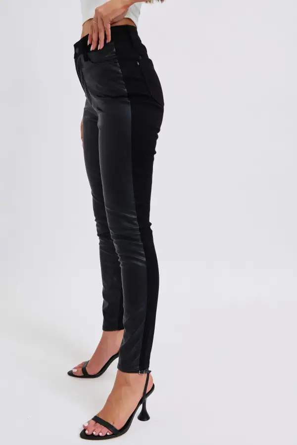Faux Leather High Rise Skinny Fit Pocketed Pants