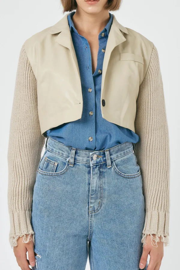 Pleather Cropped Jacket