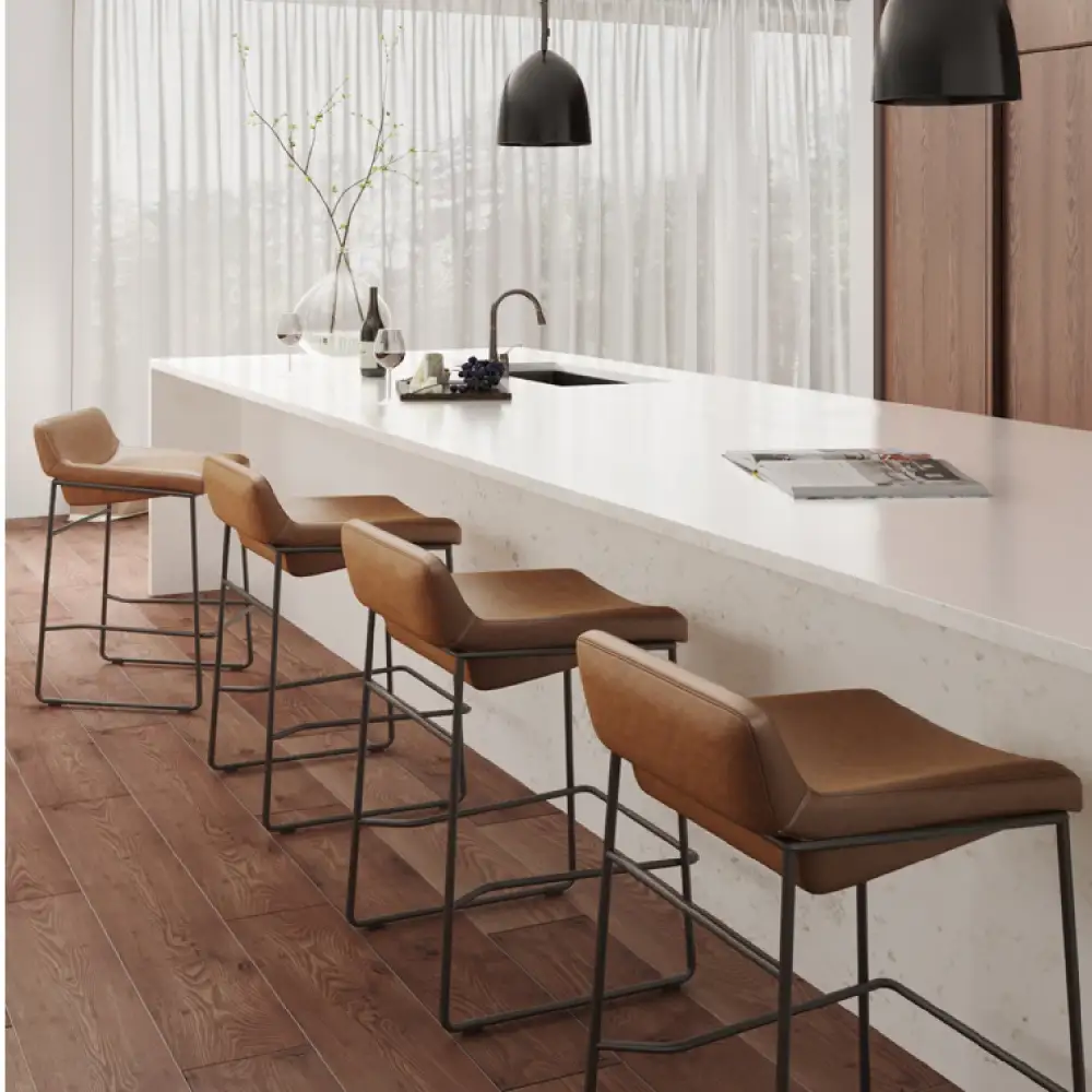 Backless Leather Counter Stool