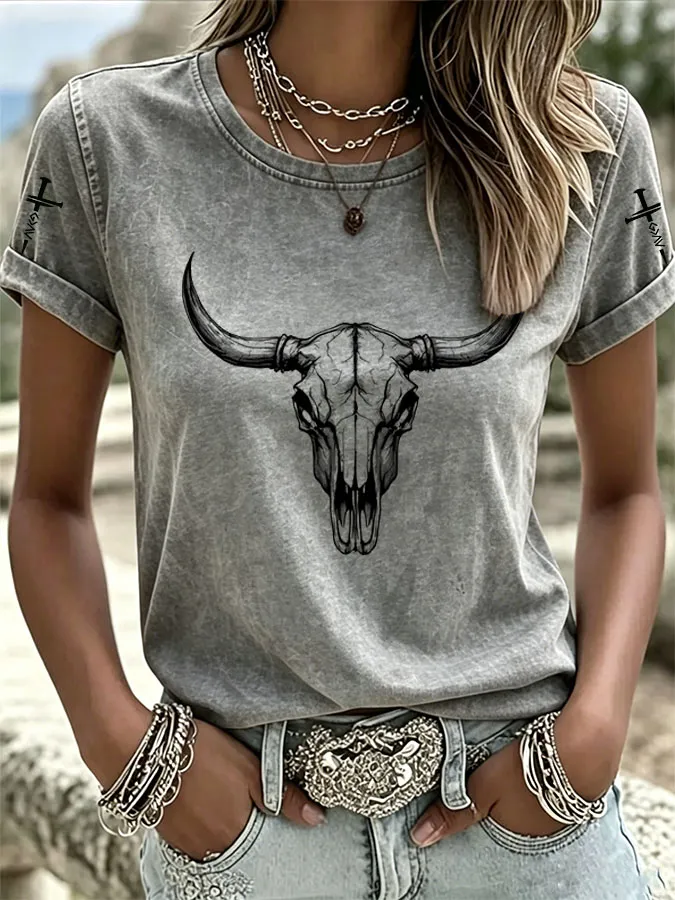 Women'S Western American Cross Casual T-Shirt
