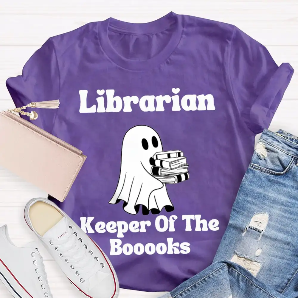 Librarian Keeper Of The Booooks Funny Halloween Spooky Librarian T-Shirt