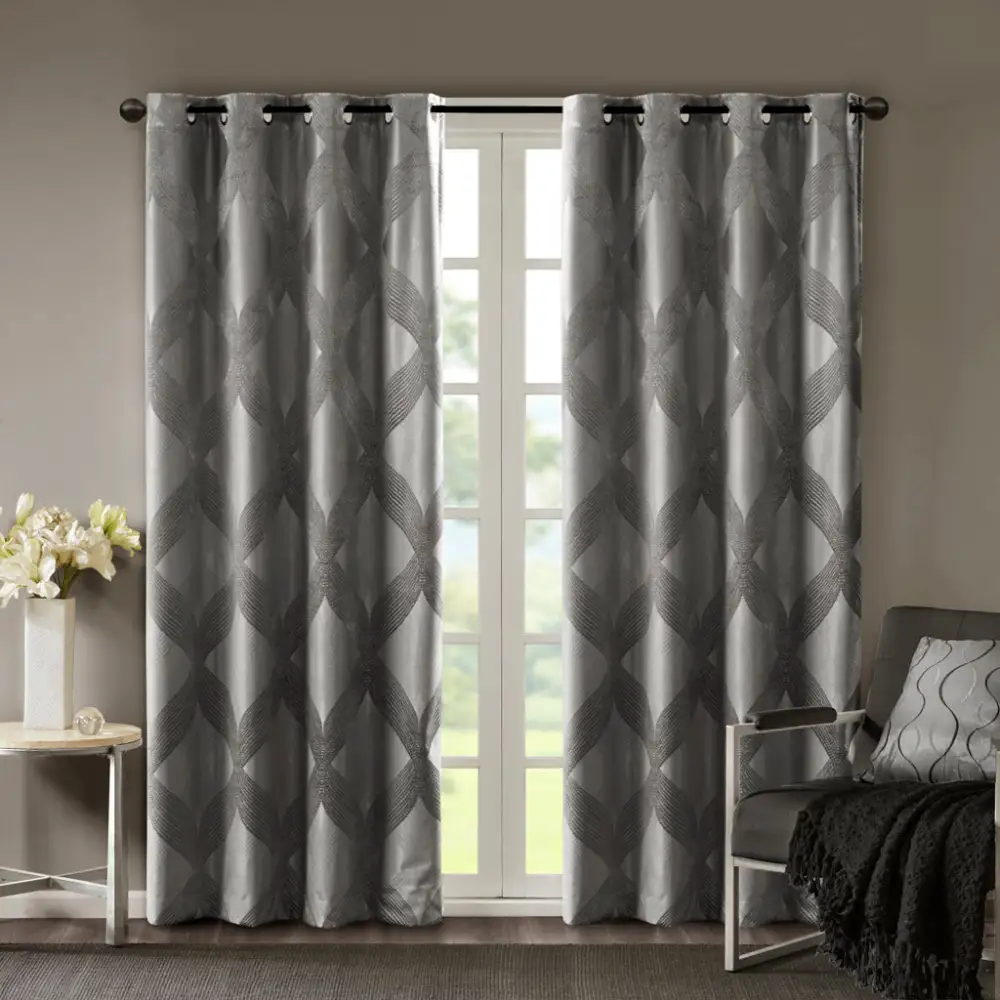 Relaxed Total Blackout Polyester Ogee Grommet Curtain Panel