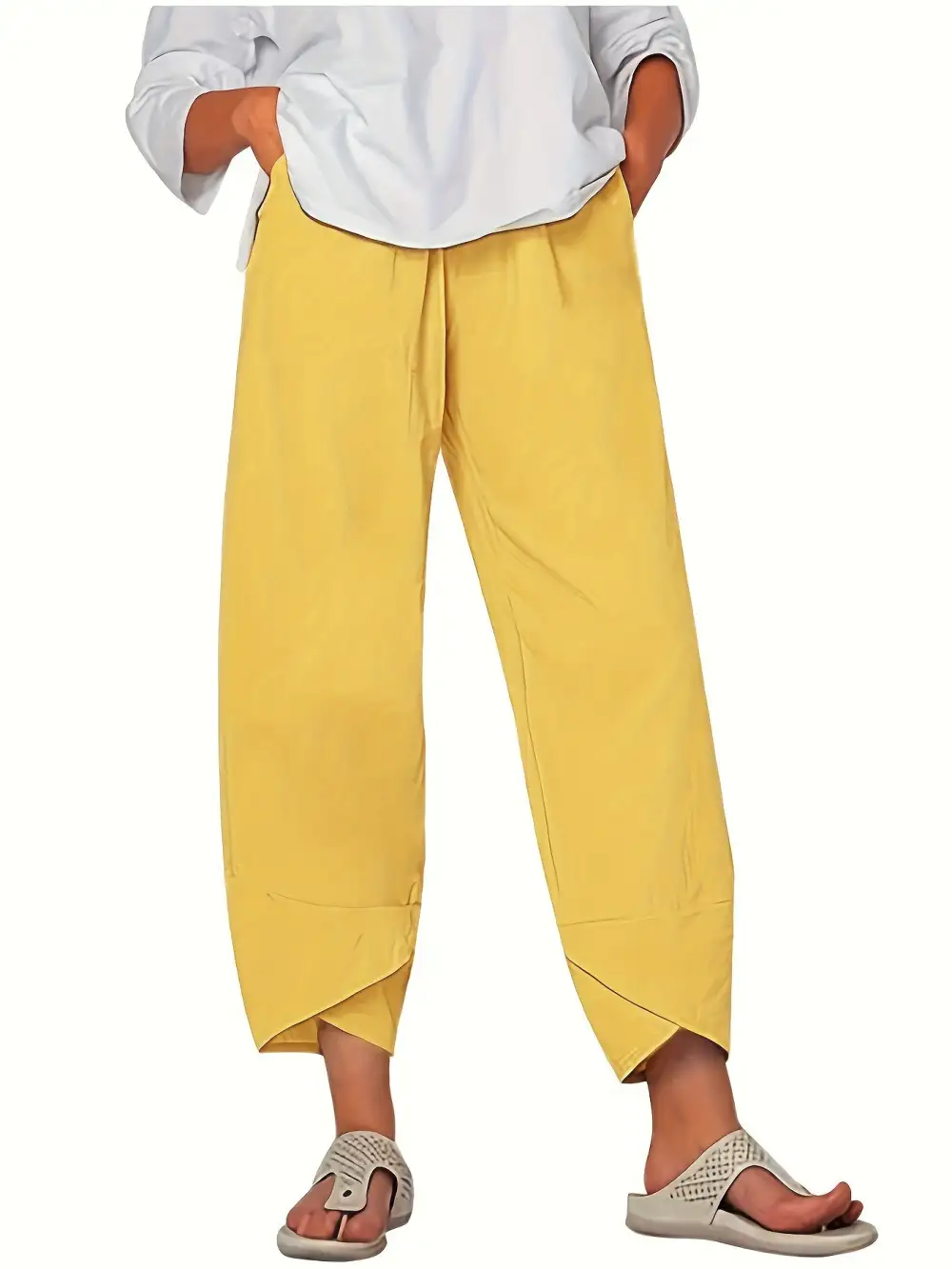 Elastic Waist Pants with Pockets