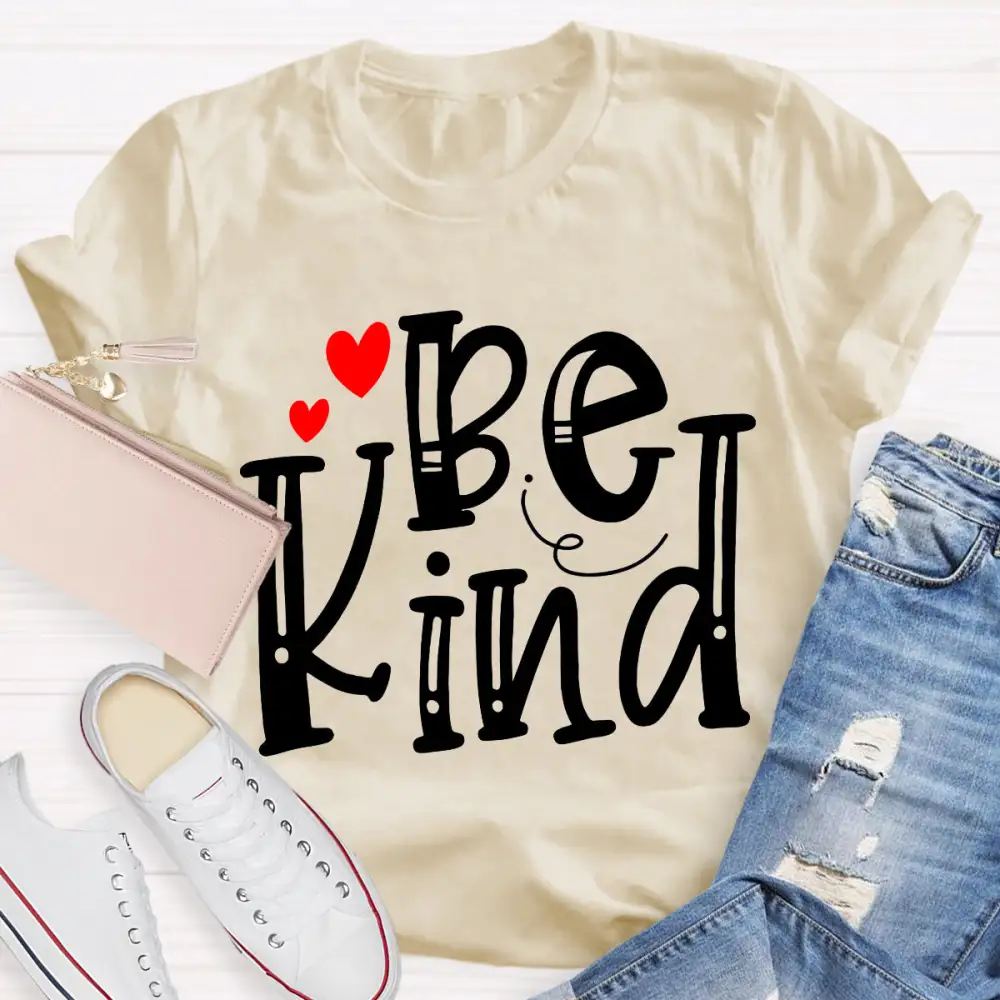 Be Kind Red Heart Teacher T-Shirt
