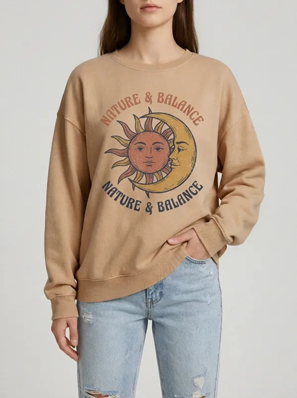 Celestial Nature And Balance Sun Moon Sweatshirt
