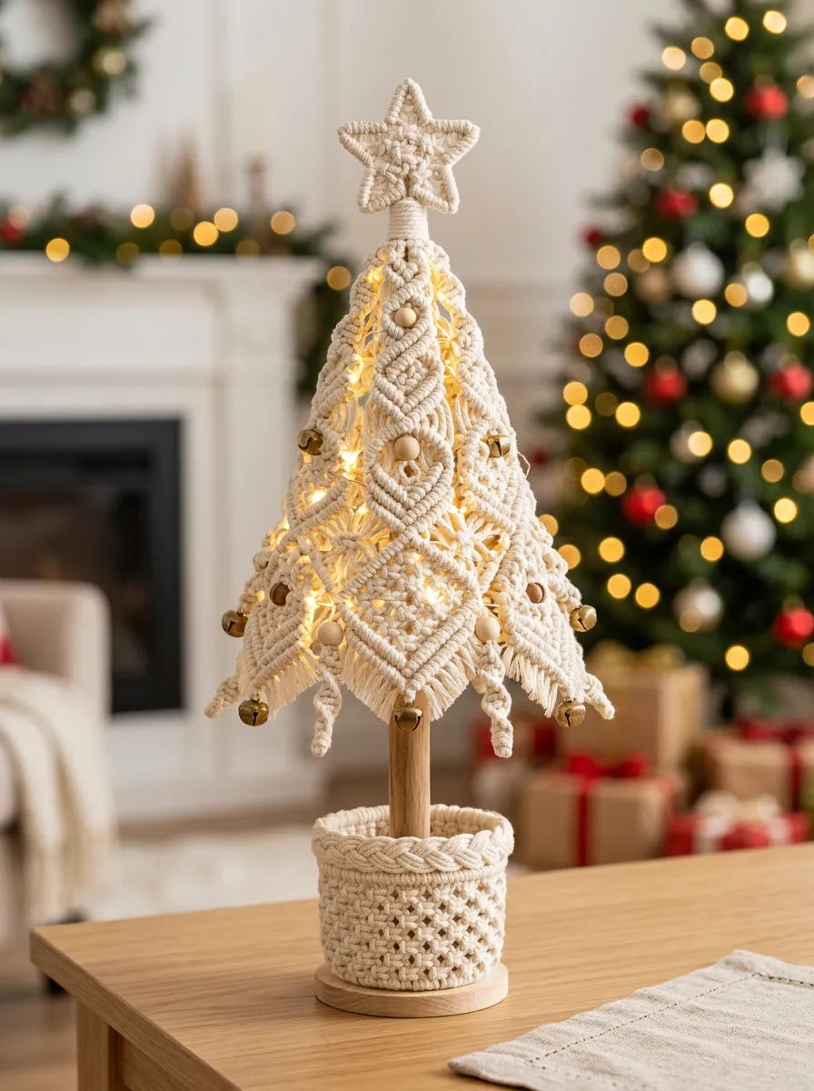 Boho Macrame Star LED Christmas Tabletop Tree