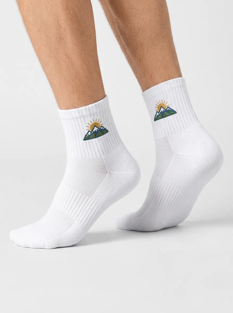 White Mountain Sun Graphic Athletic Ankle Socks