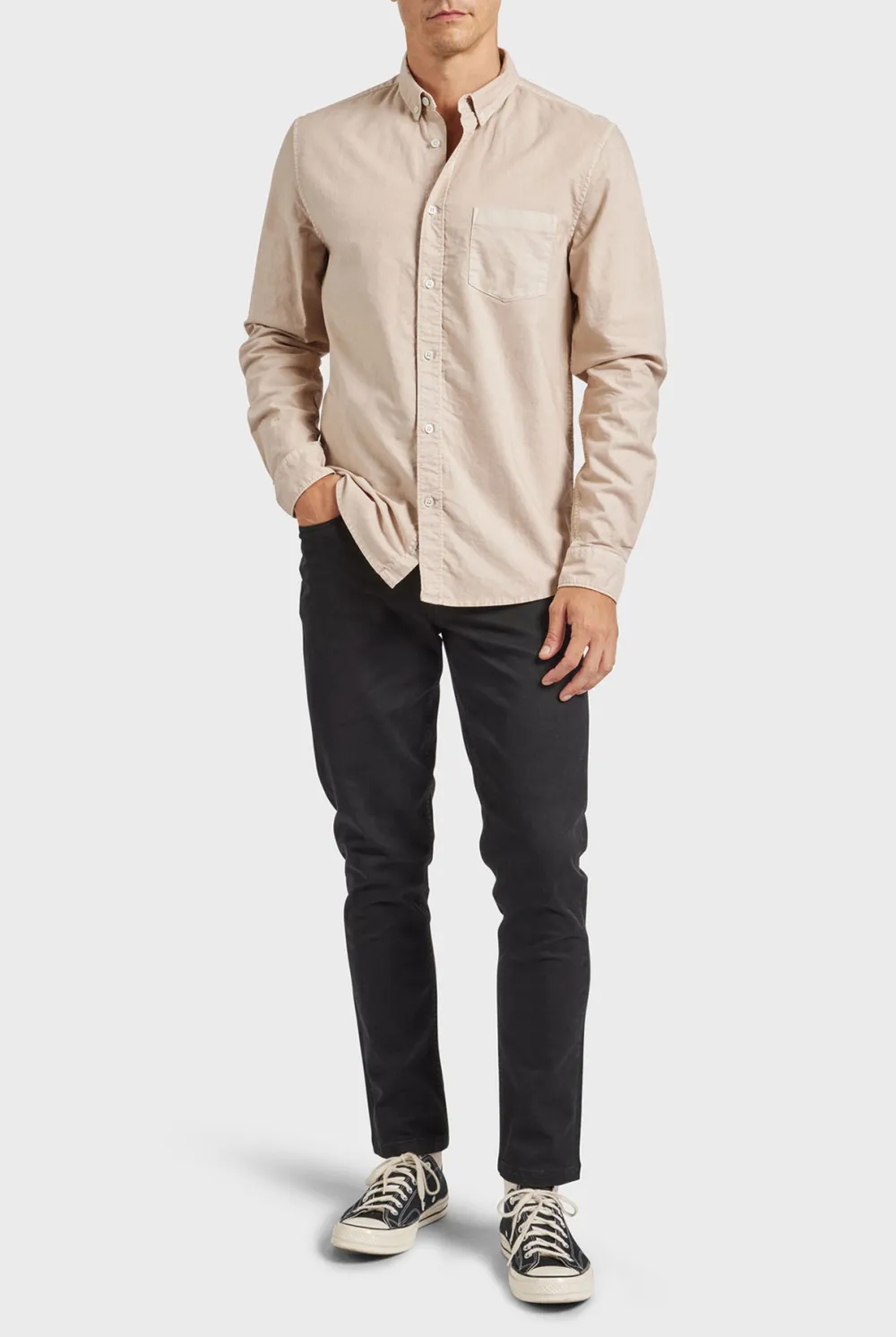 Relaxed Tapered Cotton Twill Casual Trousers