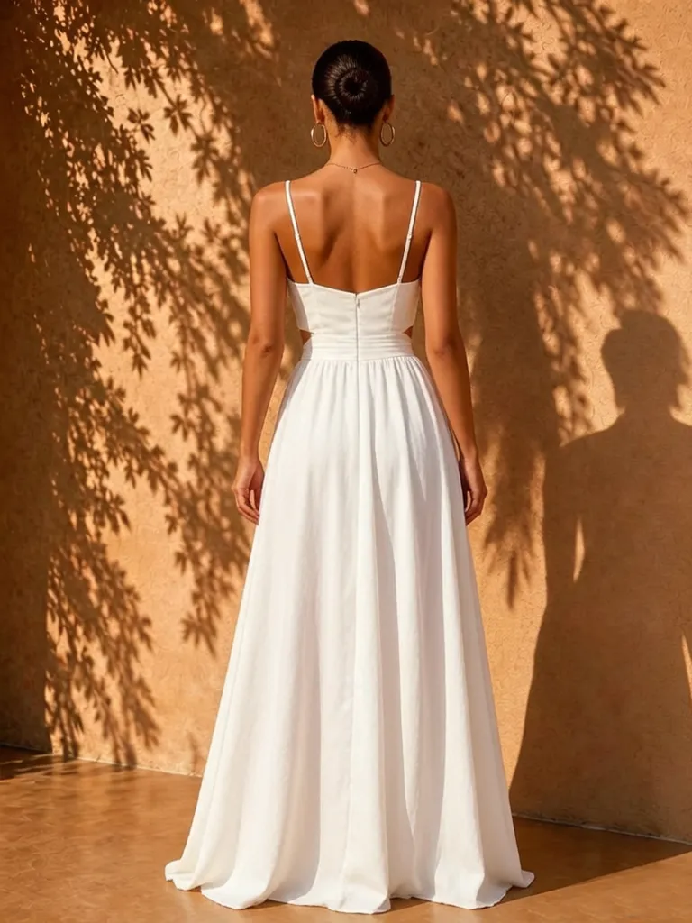 Noemi White Asymmetrical Elegant Maxi Dress