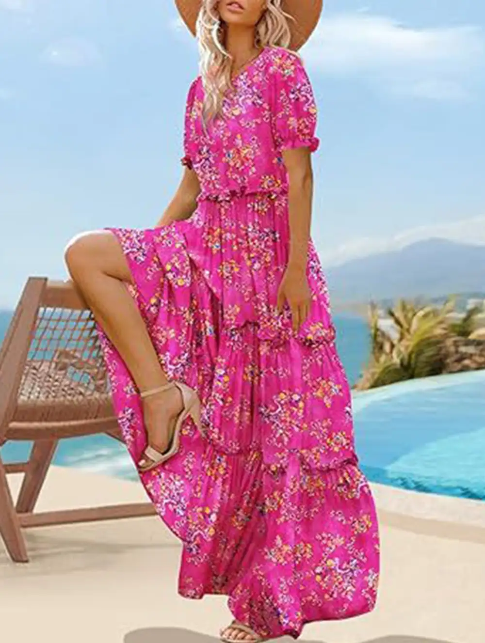 Puff Sleeve Print Mini Dress
