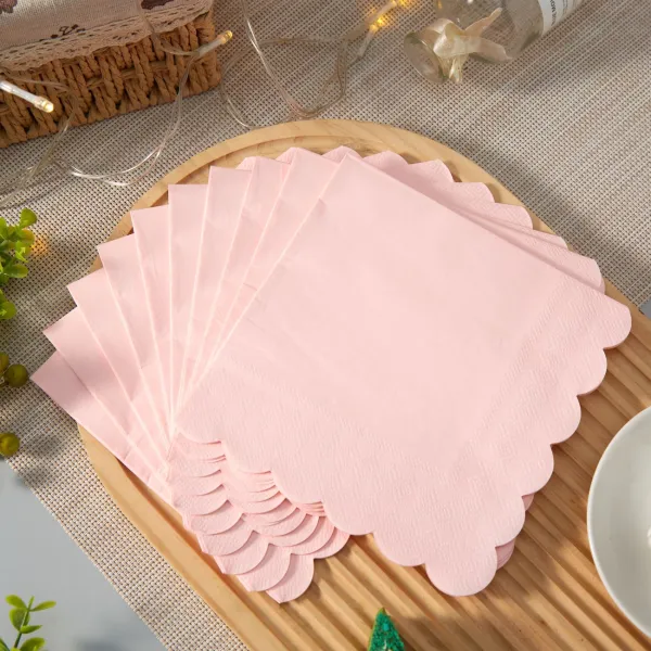25 Pcs Solid Scalloped Paper Napkins