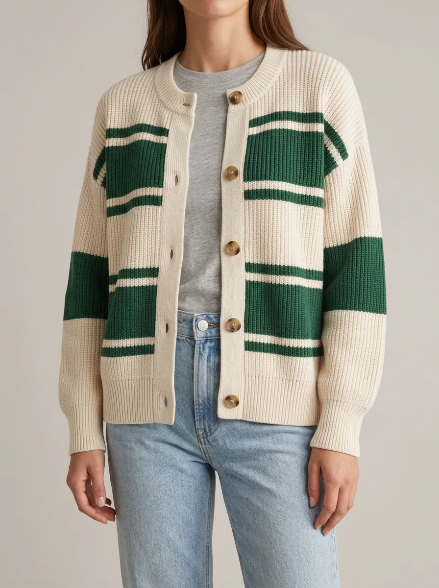 Soft Knit Rugby Striped Knit Cardigan