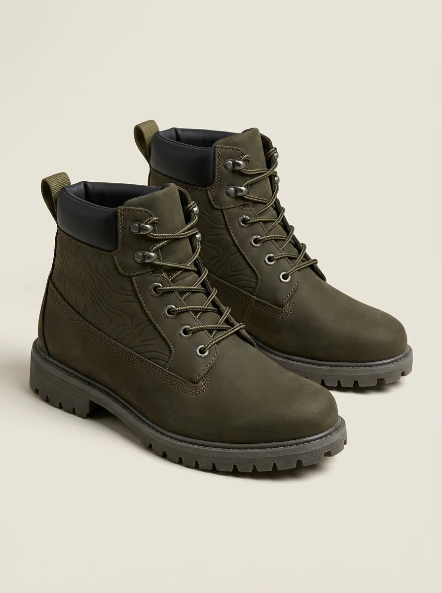 Unisex Classic Outdoor Enthusiast Topographic Map Print Work Boots