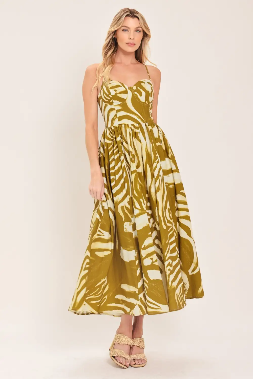 Lace Printed Midi Dress