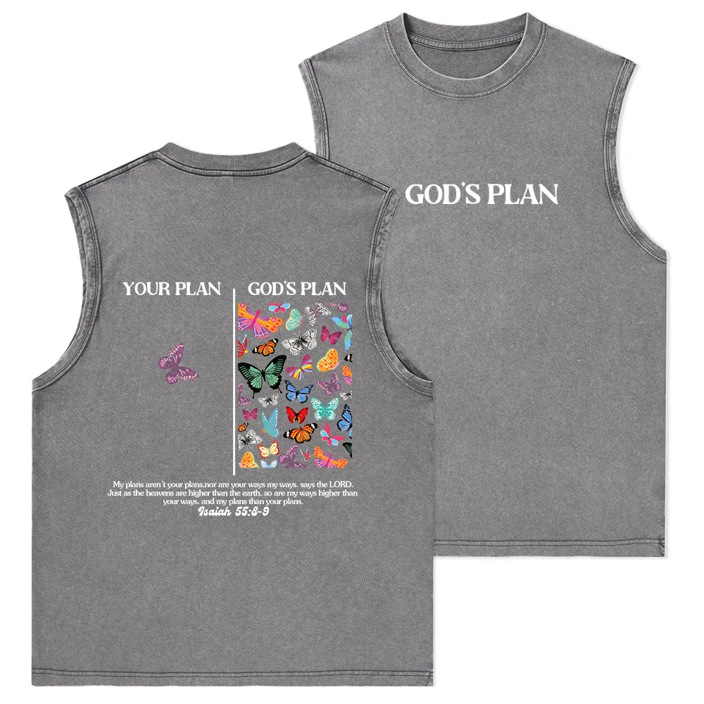 Your Plan And God's Plan Christian Washed Sleeveless Tee