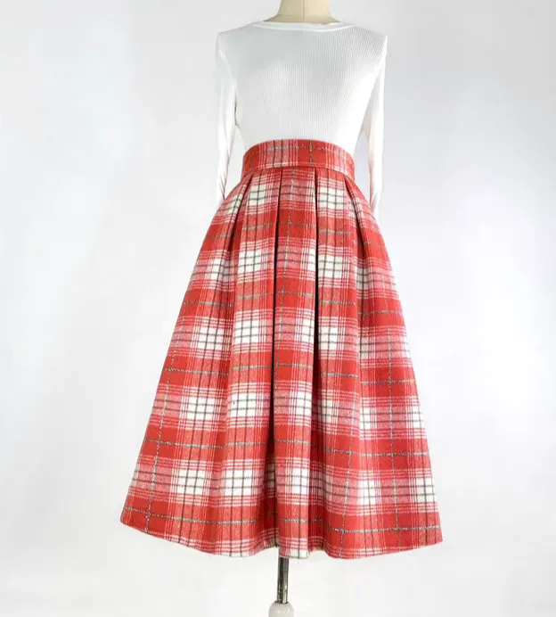 Plaid High Waist Skirt