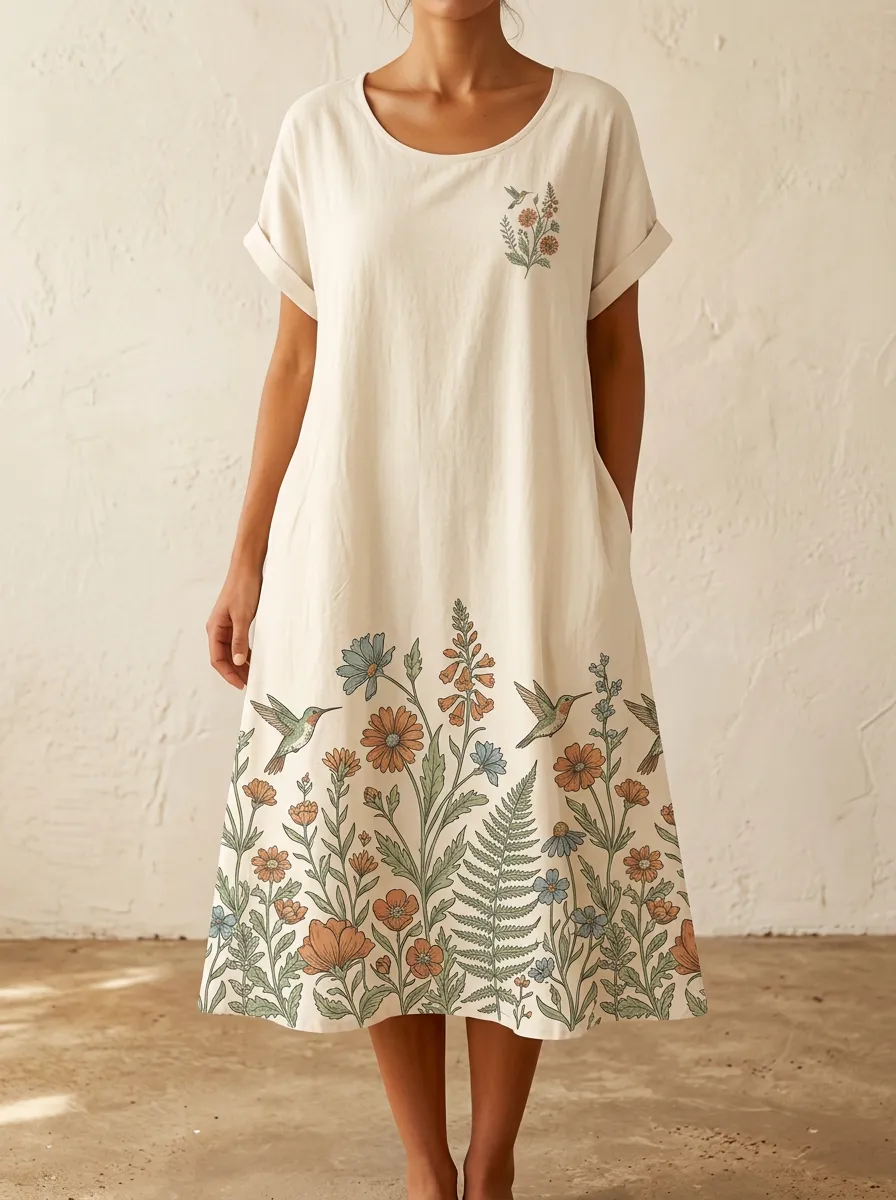 Everyday Nature Lover Hummingbird Floral Dress
