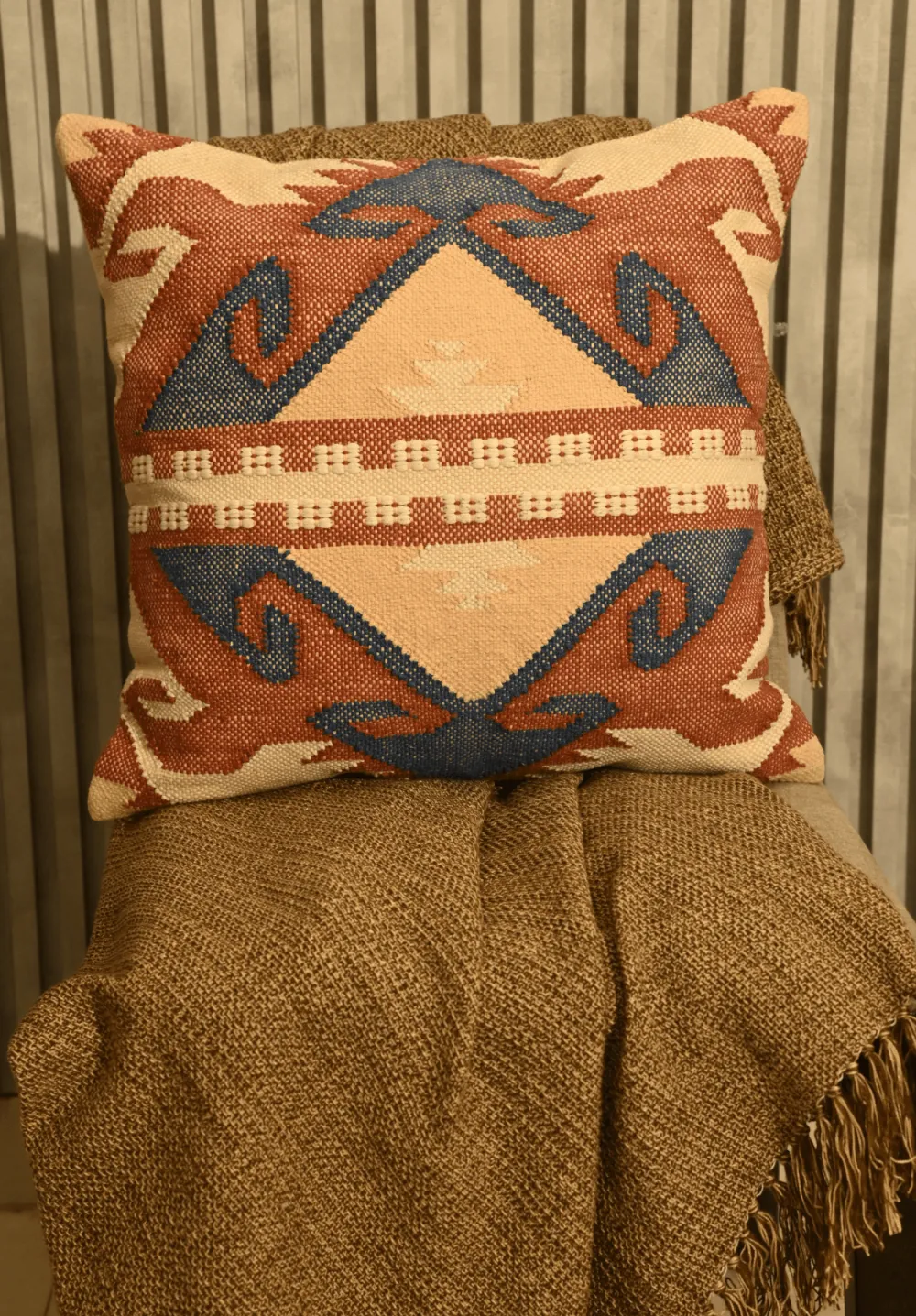 Handwoven Textured Cotton Decorative Cushion Cover