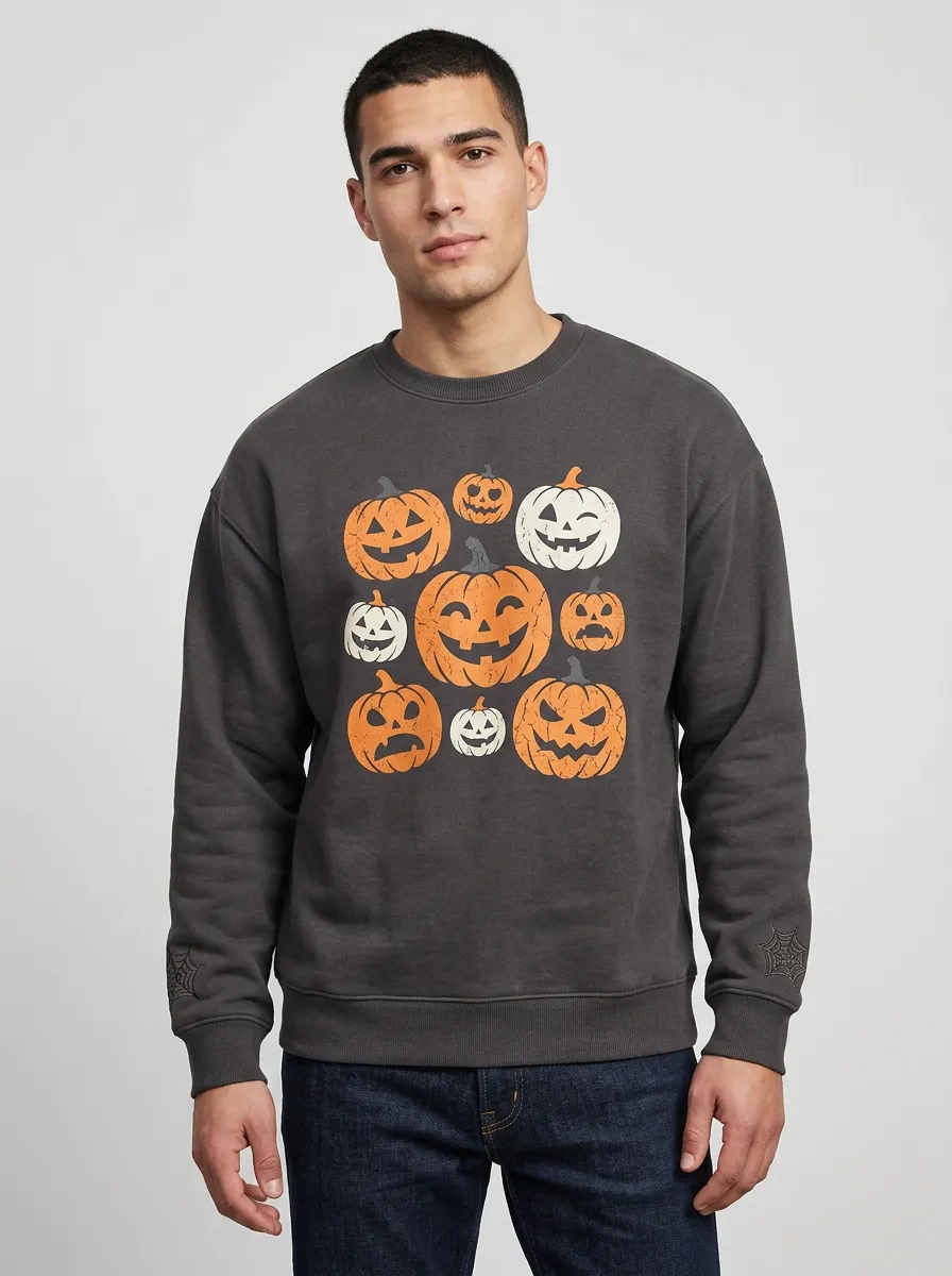Men's Halloween Pumpkin Faces Sweatshirt