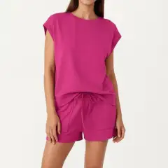 Seamless Pocketed Lounge Top Shorts Set