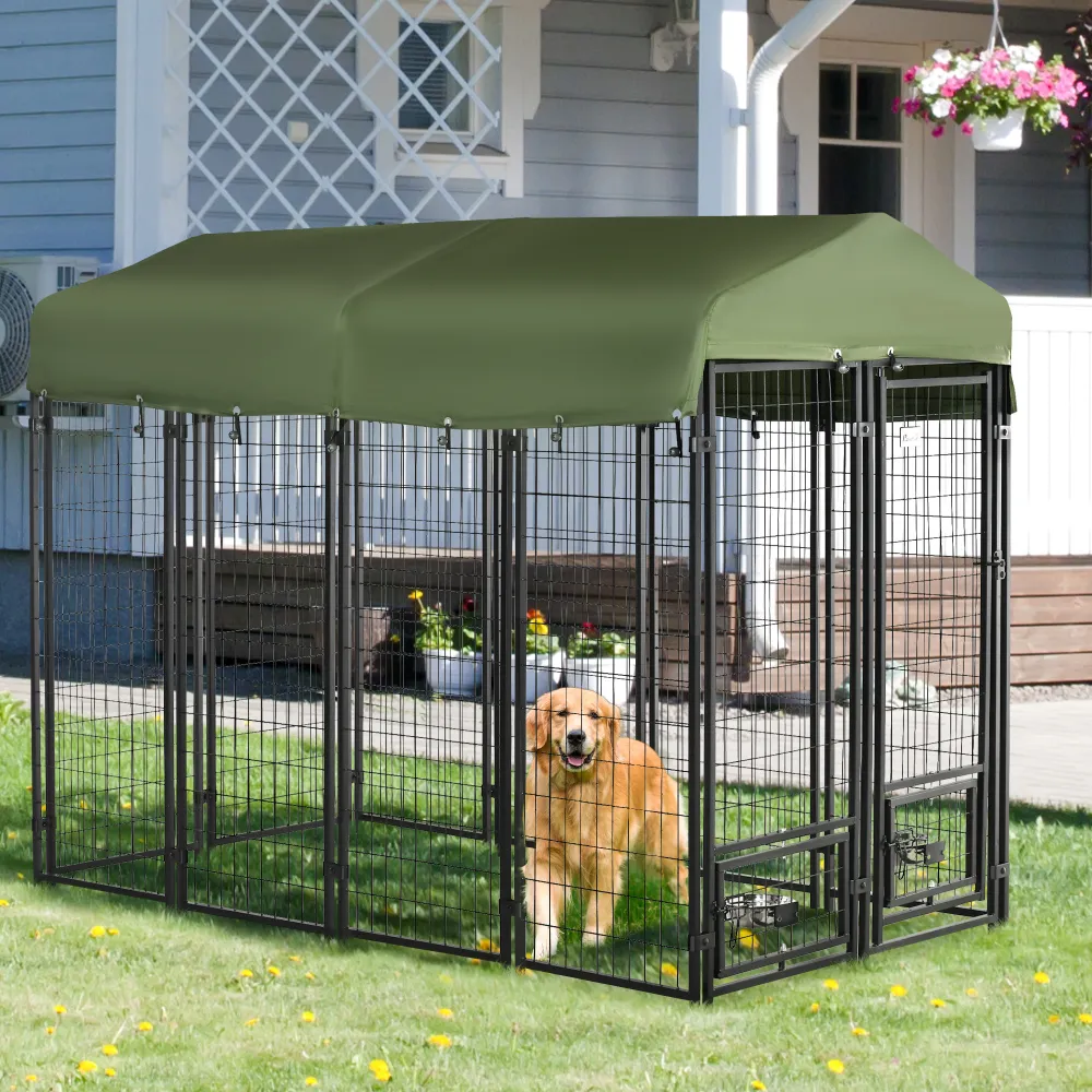 High-Durability Outdoor Dog Kennel with Canopy, Perfect for Outdoor Pet Management in Various Weathers