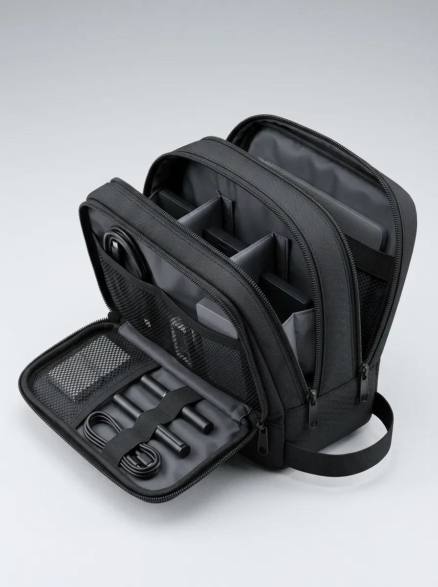 Multi-Compartment Portable Tech Organizer Bag