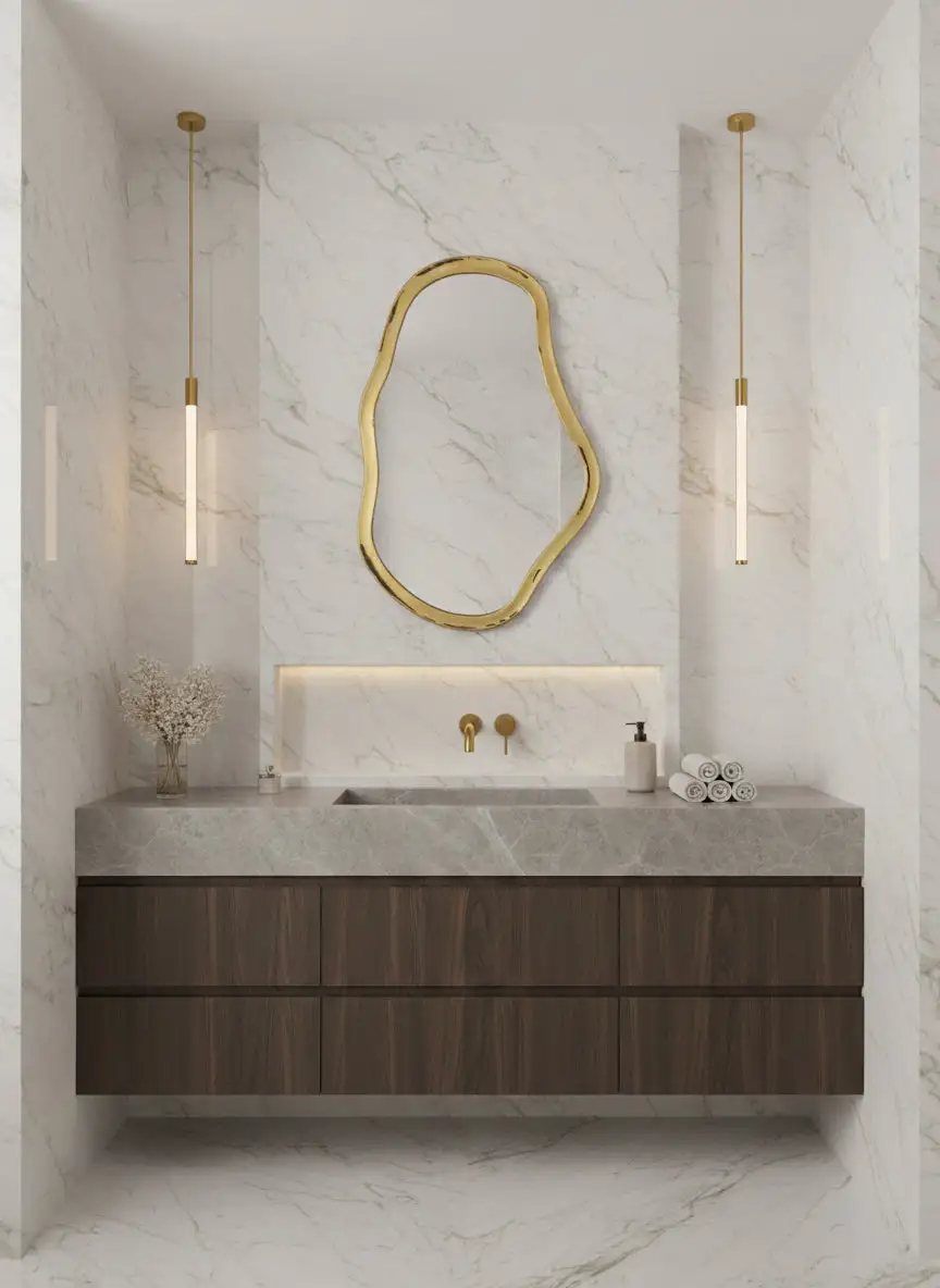 Asymmetrical Brass Accent Wall Mirror