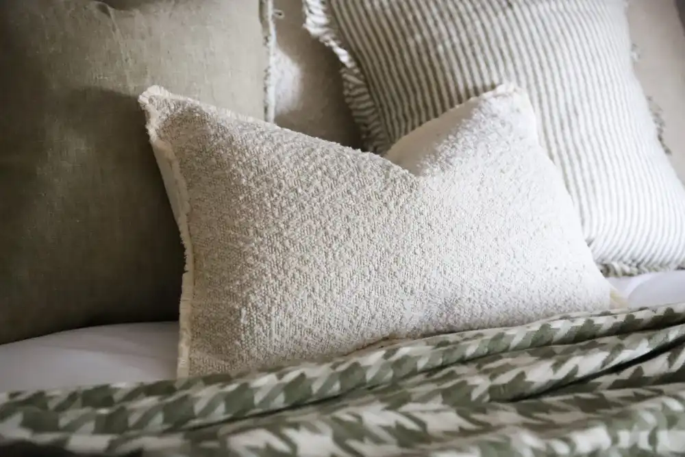 Boucle Fringed-Edge Textured Decorative Cushion