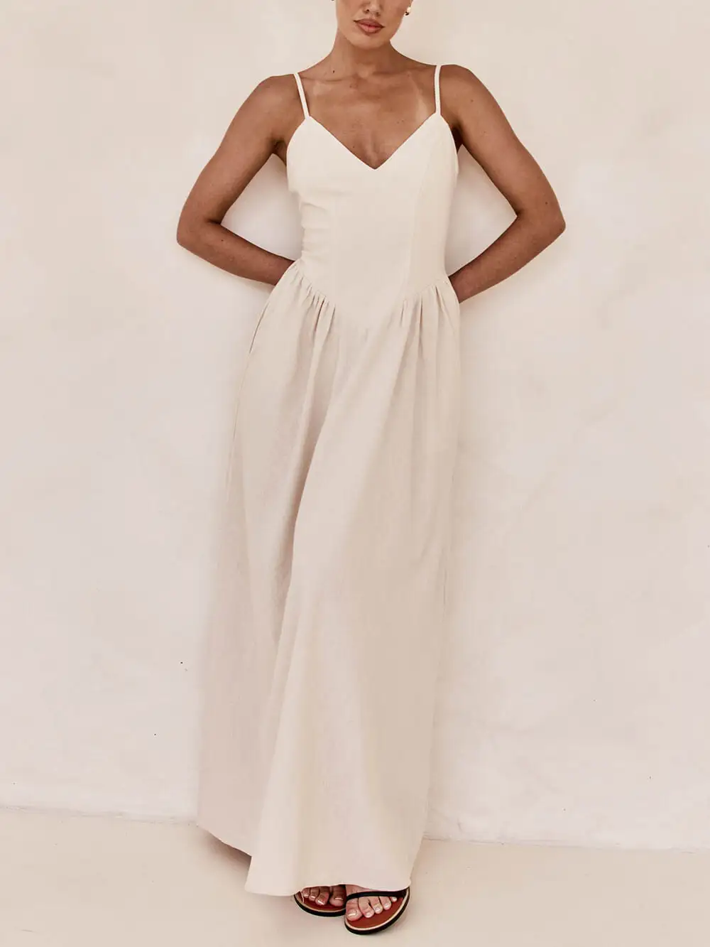 Sunset Suspender Pleated Panel Maxi Dress